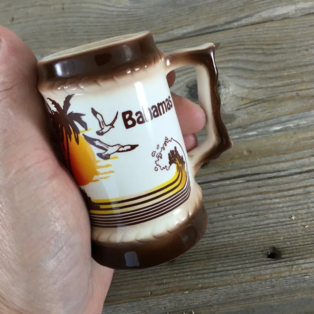 Vintage Bahamas Souvenir Beach Seagulls Mini Beer Mug Stein